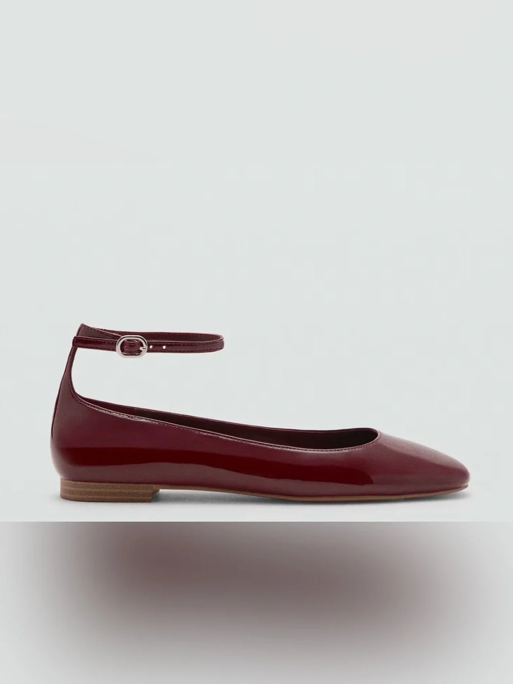 Mango Burgundy Patent Ballet Flats Ankle Strap Mary Jane NWT EURO 36 @US 5.5-6